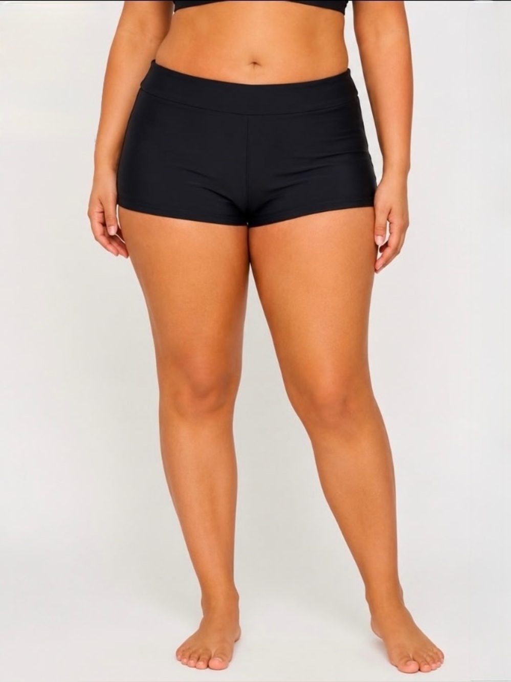 Aqua Couture Black Swim Shorts Bottoms 2X NWT Plus Sz High Waist Swimwear Beach